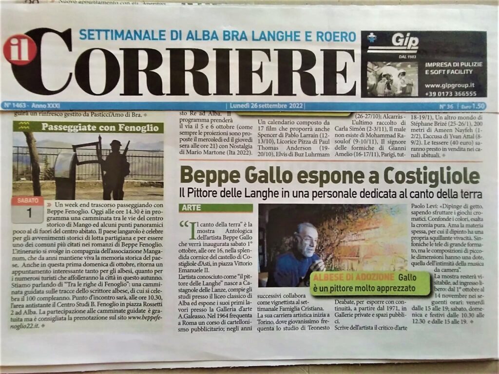 Articolo Corriere Beppe Gallo